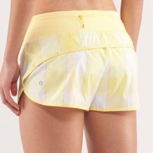 Lululemon size 4! SPEED SHORTS! White/yellow